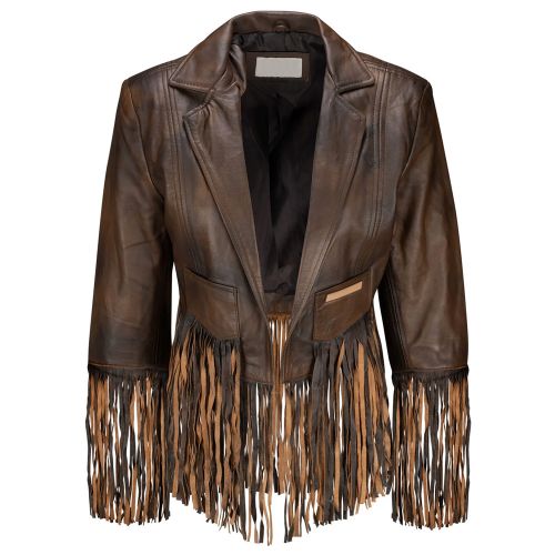 Ladies Leather Fringes Jacket