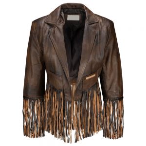 Ladies Leather Fringes Jacket